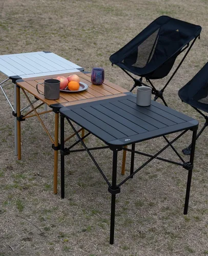 Miniatura 2 de iClimb Mesa ligera y estable de aluminio plegable cuadrada con parte superior enrollable y bolsa de transporte para acampar, picnic, patios
