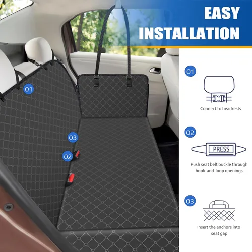 Miniatura 4 de Funda de asiento de automóvil para perro con bolsillo de almacenamiento, hamaca para perro que protege contra la suciedad, fundas de asiento