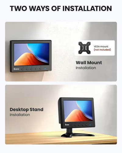 Miniatura 7 de Eyoyo Monitor Mini 7 Pulgadas Pequeno Monitor HDMI 1024x600 Pantalla LCD HDMI AV VGA BNC USB Entrada para NVR Cámara de Seguridad CCTV Cámara
