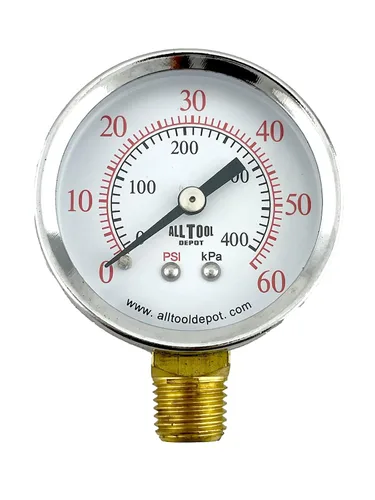 Miniatura 17 de Manómetro de presión de aire de 2" Montaje lateral inferior 1/4" NPT 2" Dial - 0 a 200 PSI
