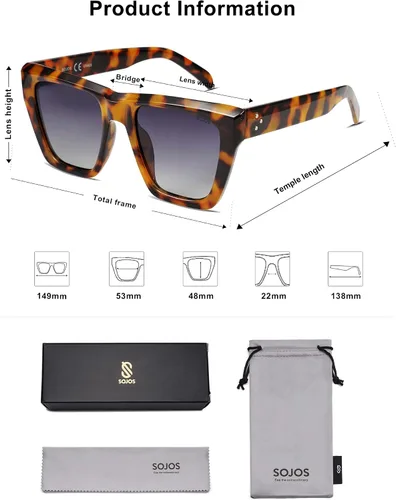 Miniatura 9 de SOJOS Fashion Oversized Square Cat Eye Polarized Sunglasses for Women Trendy Cateye Style Womens Sunglasses SJ2179