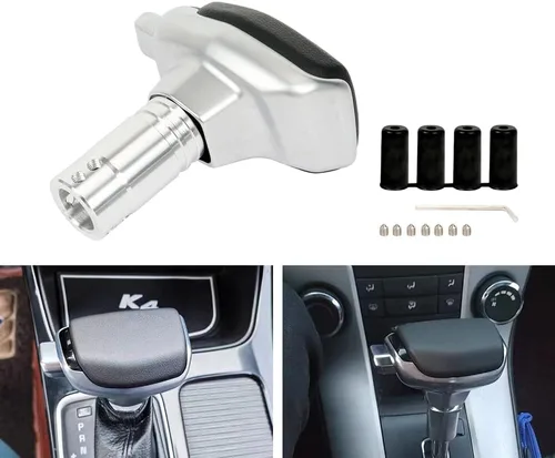 Miniatura 3 de Pomo de palanca de cambios, pomo de cambio compatible con la mayoría de coches manuales y automáticos, camiones, SUV M8 M10 M12 (Cuero Negro)