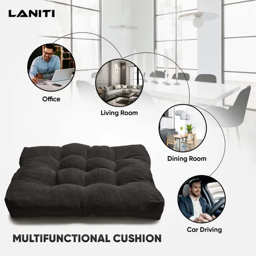 Miniatura 7 de LANITI Cojines de suelo extra grandes de 24 pulgadas para adultos, almohada cuadrada de meditación, máxima comodidad, almohadas de gran
