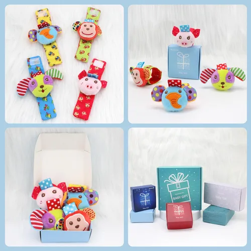 Miniatura 3 de BLOOBLOOMAX Sonajeros de calcetín para bebés 0-24 meses, juguetes educativos de animales para pies de bebé