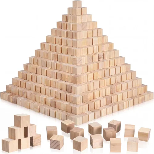 Miniatura 12 de Barydat 300 cubos de madera de 1 pulgada, bloques de madera sin terminar para manualidades, cubo cuadrado de madera natural en blanco para proyectos