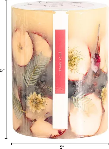 Miniatura 7 de Rosy Rings Vela botánica redonda mediana – Manzana picante de 6.5 pulgadas, tiempo de combustión, 200 horas, notas de cardamomo, canela, clavo