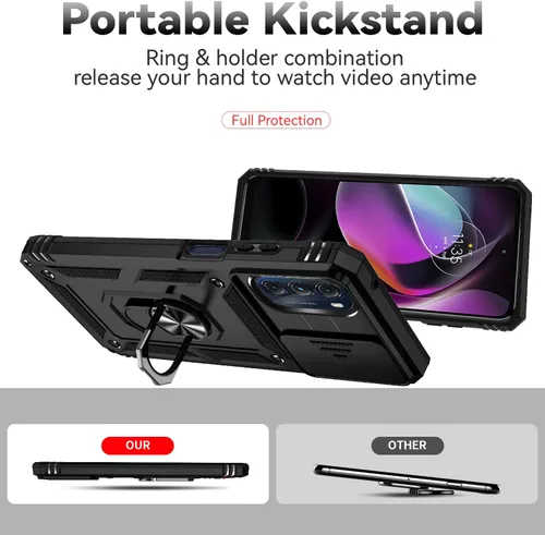 Miniatura 7 de Funda para Moto G 5G 2022 con cubierta deslizante para cámara y protector de pantalla HD [grado militar de 16 pies, probada en caídas], soporte