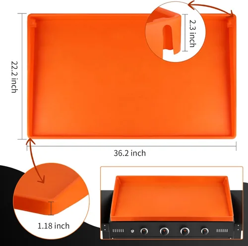 Miniatura 6 de Snuggery Alfombrilla de silicona de 36 pulgadas para parrilla Blackstone, almohadilla de tapa de parrilla impermeable de borde completo, protección