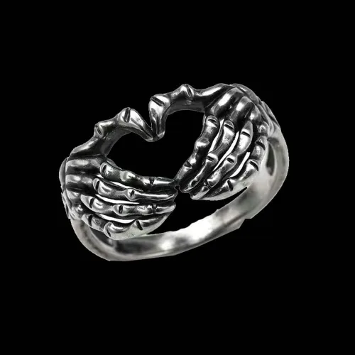 Miniatura 6 de Anillo de corazón retro personalizado para hombres, mujeres, niñas, niños, gótico a juego para parejas, nudillos, cola de nudillos, anillos de dedo