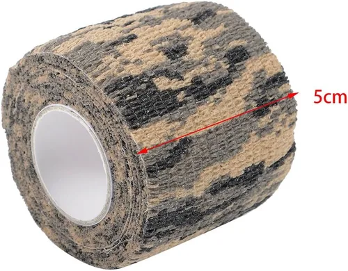 Miniatura 3 de AIRSSON 6 rollos de cinta de camuflaje de camuflaje de 1.96 x 177 pulgadas, vendaje elástico de camuflaje autoadhesivo para linternas, cámaras