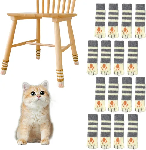 Miniatura 10 de 16 calcetines de silla de gato para patas de silla, protectores de suelo de patas de gato, calcetines para patas de silla para suelos de madera dura