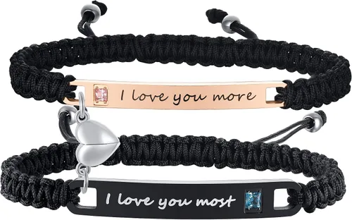 XUANPAI Pulseras para parejas, personalizadas, hechas a mano, con cuerda trenzada, placa de identificación para mujeres y hombres, Metal, no conocido