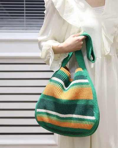 Miniatura 72 de ENBEI Bolsos de hombro para mujer Bolsos de ganchillo Bolso de punto grande Bolso de mano estético para la escuela lindo Bolsas de mano Bolsa