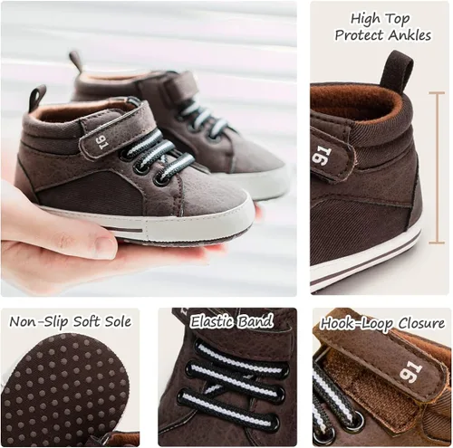 Miniatura 4 de KaKaKiKi - Tenis de lona para bebé infante niños tenis con suela de goma antideslizante tenis de caramelo caminantes primerizos precaminando tenis