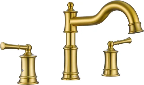 Miniatura 8 de Grifo romano para bañera de montaje en cubierta, grifo de bañera para baño de instalación extendida, boquilla clásica elegante con 3 orificios