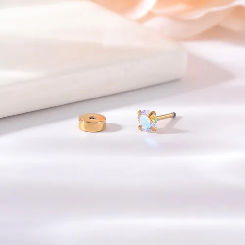 Miniatura 6 de AoedeJ Pendientes de acero inoxidable Espalda de oro Tornillo plano en pendientes Reemplazos traseros planos para pernos prisioneros Espalda