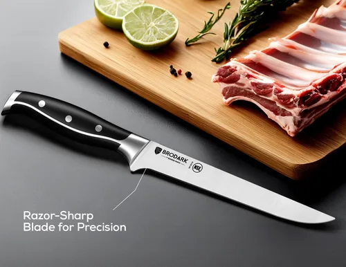 Miniatura 3 de BRODARK Cuchillo deshuesador de 7 pulgadas, deshuesado para cortar carne con mango de espiga completa, filete de acero inoxidable de alto carbono