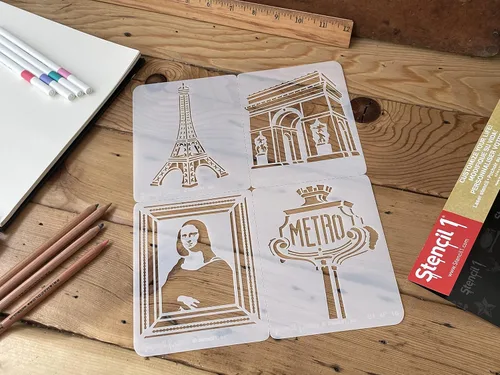 Miniatura 5 de Stencil1 Paris - Juego de 4 plantillas reutilizables de calidad atractiva y duradera para pintar, crea manualidades y decoración, decoración