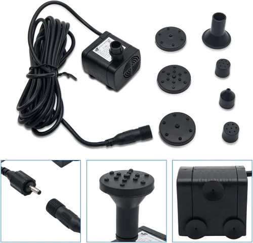 Miniatura 3 de MASO Bomba de fuente de agua alimentada por panel solar de 7 V, 1.4 W, 180 L/H, fuente de agua, para jardín, piscina, estanque, acuario, sin