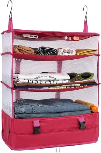 Miniatura 9 de Surblue Bolsa de Almacenamiento Colgante para Armario Plegable de 3 Estantes de Tela Oxford Lavable con 2 Ganchos