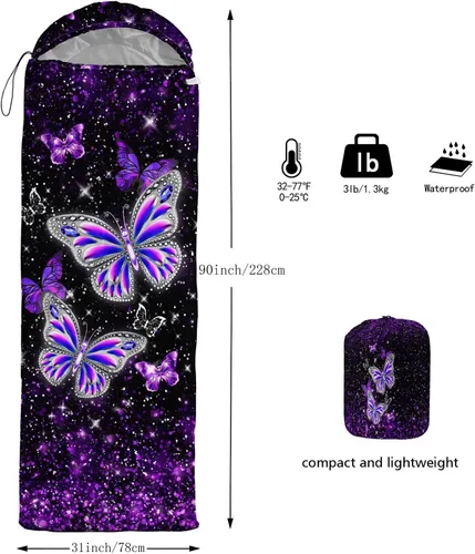 Miniatura 2 de Saco de dormir con estampado lneffble, sacos de dormir, saco de dormir para acampar al aire libre, adecuado para niños, portátil para niños y niñas