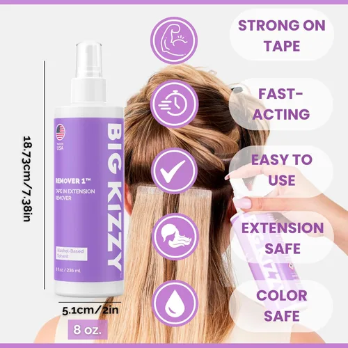 Miniatura 2 de Big Kizzy Spray removedor de extensión de cinta - Removedor 1 (8oz) Removedor de cinta más rápido y fácil, compatible con todas las cintas