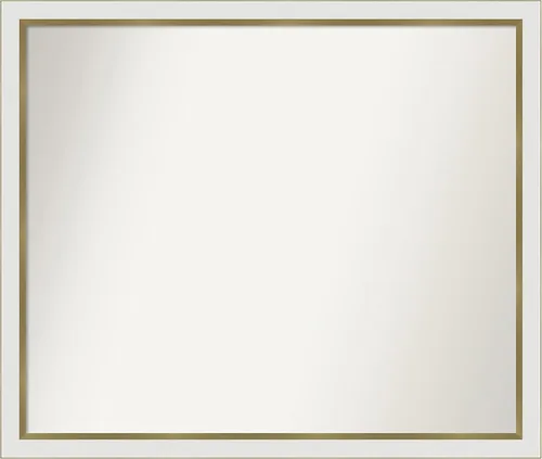 Miniatura 321 de Amanti Art Espejo de baño blanco para sobre el fregadero, 30 x 35 pulgadas, espejo de tocador rectangular estrecho de Eva de oro blanco, marco