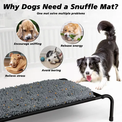 Miniatura 3 de Rundik Cama Elevada para Perros con Función de Alfombrilla Olfativa 2 en 1, Cama Elevada para Perros para Uso Interior y Exterior, Catre Portátil