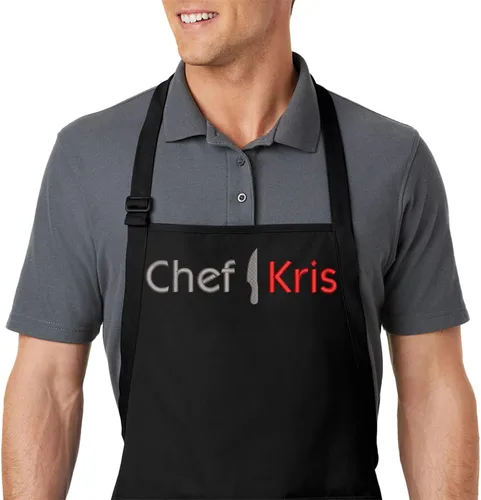 Delantal bordado personalizado con cuchillo de chef – Delantal personalizado para hombres – Regalo premium para cocinar, asar a la parrilla y