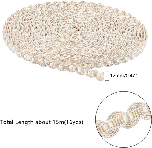 Miniatura 2 de PH PandaHall 15M (16 yardas) 1/2 pulgadas (0.551 in) patrón de curva de nailon para disfraz, manualidades, costura, joyería, fabricación de joyas