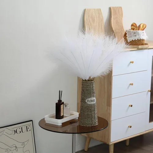 Miniatura 4 de Wertuirk 30 piezas de hierba de pampa blanca - Decoración de hierba de pampa artificial de 24 pulgadas, hierba de pampa artificial alta para Blanco