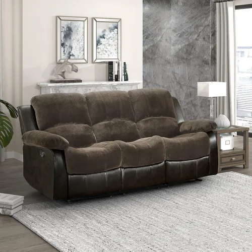 Miniatura 13 de Lexicon Baluze - Sofá reclinable doble de piel sintética suave, lengüeta de extracción manual, soporte de pared, espuma de alta densidad, marco
