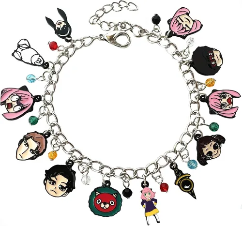 Pulsera SPY FAMLY de dibujos animados de anime SP FAMILY Charm pulsera regalos para mujeres y niñas, Metal, Sin gemas.