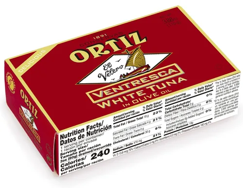 Miniatura 5 de Ortiz Ventresca Vientre de atún blanco en aceite de oliva, filetes tiernos mantecosos con exquisito sabor, atún capturado en la naturaleza superior