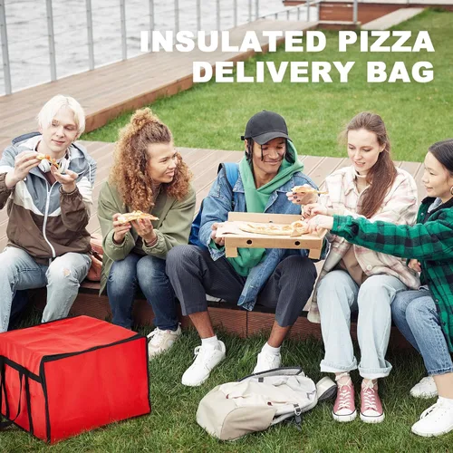 Miniatura 7 de Maxcheck 2 bolsas aisladas de entrega de pizza de 20 x 20 x 14 pulgadas, bolsas calentadoras de pizza reutilizables, aisladas, cajas enfriadoras