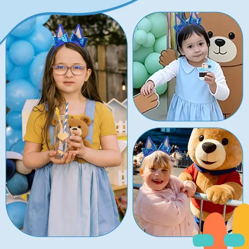 Miniatura 3 de Diademas azules con orejas de perro para niñas, 1 diadema de orejas de gato, suministros para fiesta de cumpleaños de Halloween, accesorios