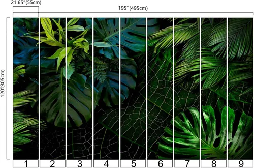 Miniatura 3 de Bormia Papel tapiz de pared verde Monstera con hojas de plátano, hojas de plátano, sin costuras, calcomanías de pared para sala de estar, 034