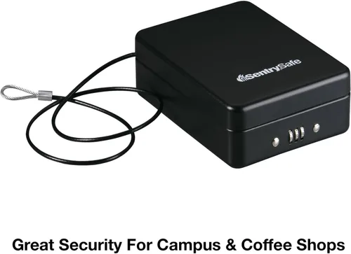 Miniatura 4 de SentrySafe Caja fuerte pequeña, caja de seguridad negra con cerradura de combinación para oficina o dormitorio asegura dinero, pasaporte, joyas