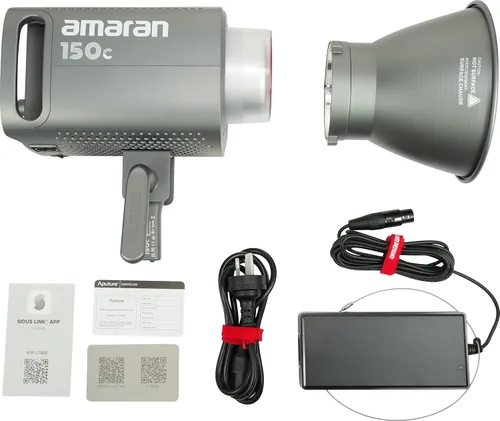 Miniatura 8 de Aputure Amaran 150c luz de video COB, RGBWW 150W, CCT de 2,500K a 7,500K con ajuste G/M, 15,610 lux @ 1m con hiperreflector, control por APP Gris