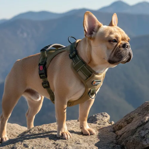Miniatura 4 de Arnés táctico para perro, ajustable, sin tirones, con correas reflectantes y asa, arnés para cachorros con clips metálicos dobles para correa