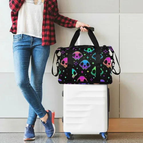 Miniatura 5 de Bolsa de lona de viaje, bolsa de lona deportiva con bolsillo húmedo, bolsa de fin de semana para mujeres y hombres, bolsa de gimnasio, bolsa