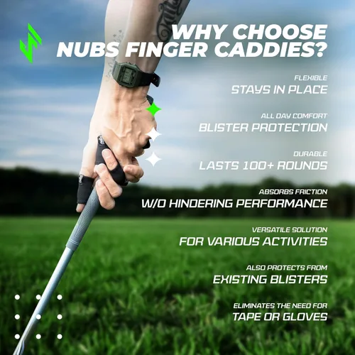 Miniatura 6 de JerkFit NUBS - Caddies para dedos (par) – Mangas duraderas para pulgar y dedos para evitar ampollas de golf, guantes de golf cómodos y cinta Negro
