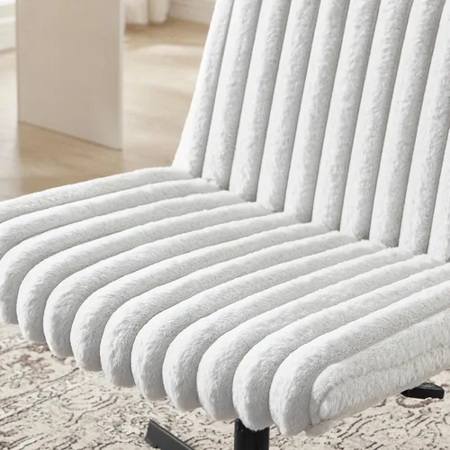 Miniatura 8 de Roundhill Blynn - Silla giratoria ajustable con cruz cruzada, silla de oficina de asiento ancho, silla de tocador, color gris claro