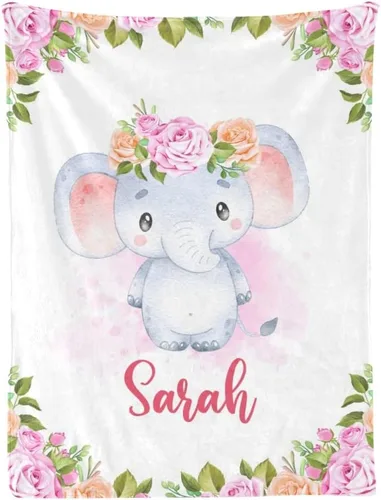 Miniatura 12 de Manta personalizada con nombre, manta de bebé súper suave con nombre, flor y corona, regalos para bebés y niñas, adecuada para recién nacidos