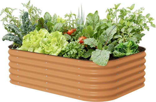 Miniatura 11 de Kits de cama de jardín elevada de Vego Garden Aluzinc, cama de plantación elevada de metal modular de 17" de alto, 6 en 1 para verduras, flores