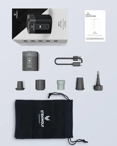 Miniatura 7 de ETENWOLF AIR 3 Bomba de aire para inflables con batería de 2600 mAh y luz de campamento, bomba de aire eléctrica ultrarrápida y mini, desinfla