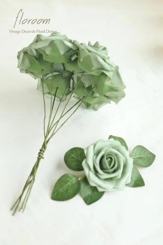 Miniatura 6 de Floroom Flores artificiales de espuma, aspecto real, con tallos, para manualidades, ramos de boda, centros de mesa, despedida de soltera, fiesta, 25