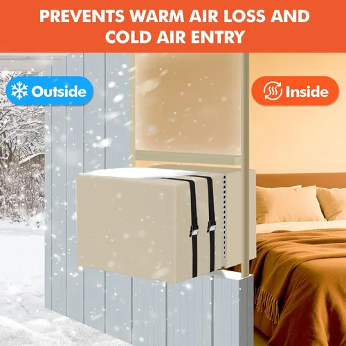 Miniatura 4 de 2 cubiertas de aire acondicionado de ventana para exteriores y cubiertas de aire acondicionado para interiores, aislamiento de 3 capas con papel