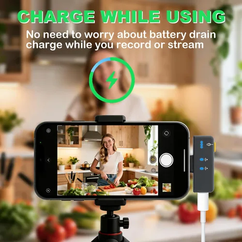 Miniatura 7 de BSONE Micrófono Lavalier inalámbrico para iPhone y Android, mini micrófono con clip con funda de carga, micrófonos profesionales recargables