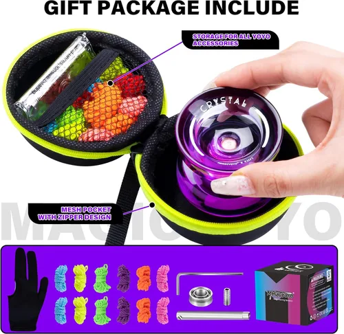 Miniatura 6 de MAGICYOYO K2 - Yoyo de plástico profesional sensible para niños principiantes, extra no sensible, rodamiento yoyo, yoyo de trucos para adultos + 12